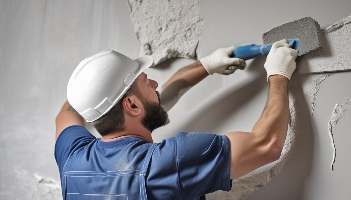 professional plasterer working on a wall