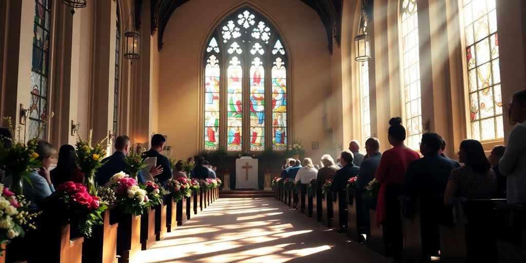 Silhouettes in a church during Easter Sunday prayers.