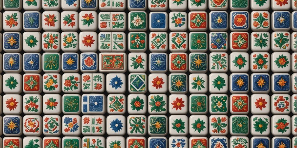 Unique Mahjong tiles with intricate designs and colorful patterns.