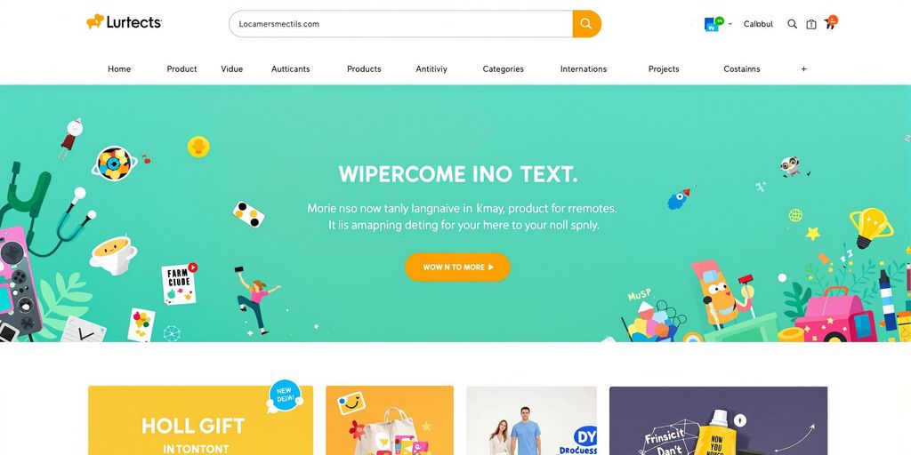 Çeşitli ürün kategorileriyle e-ticaret web sitesi arayüzü.