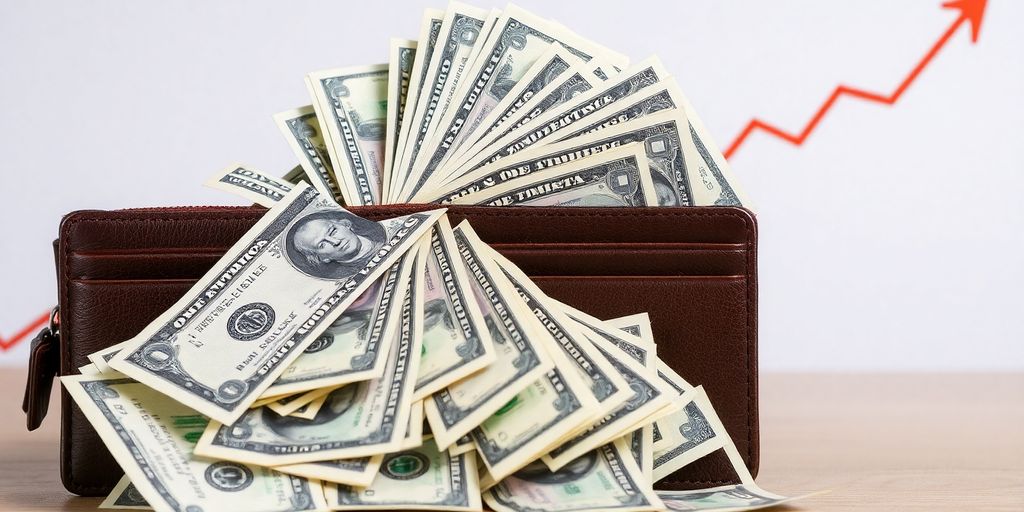 Money growing with upward trending inflation.