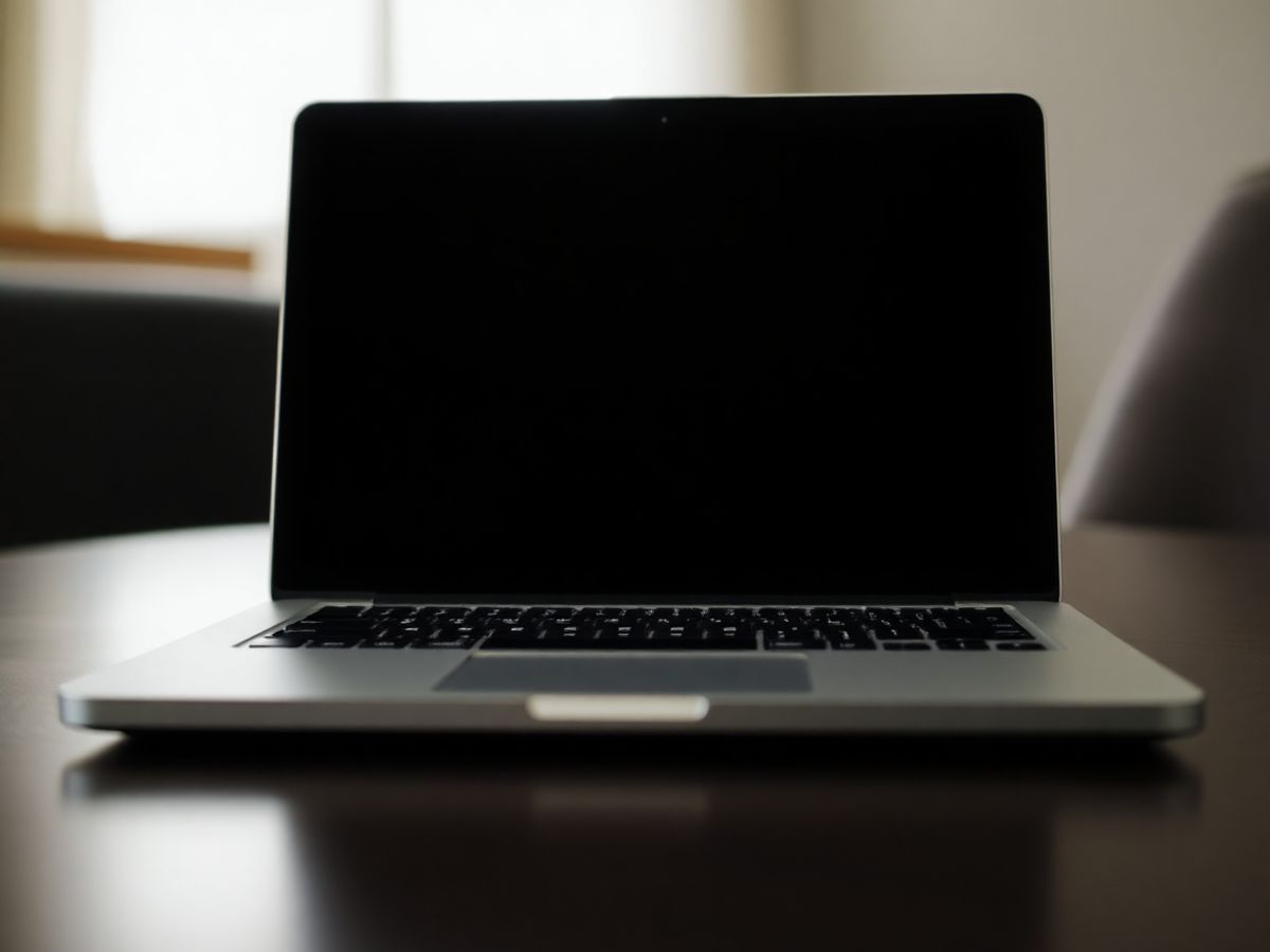 Laptop cu un ecran întunecat.