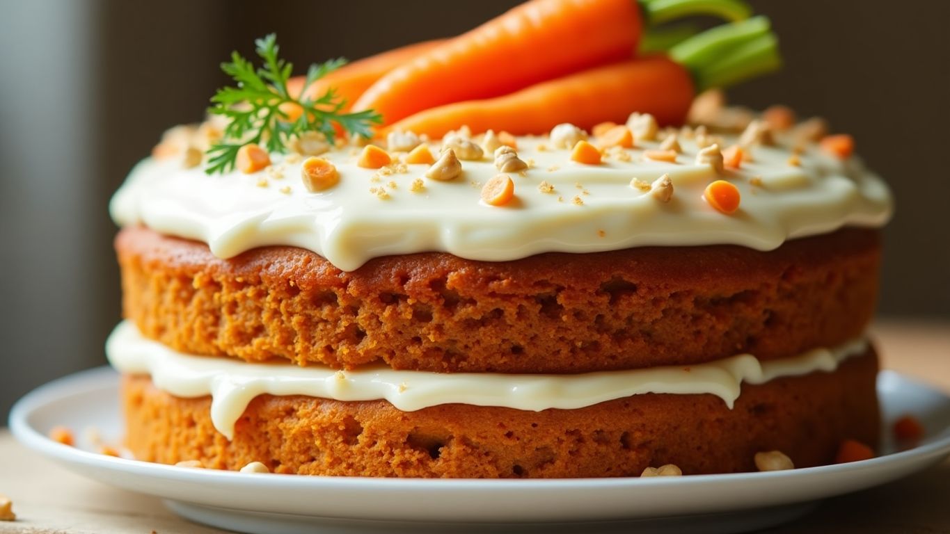 Bolo de cenoura fofinho com cobertura cremosa.