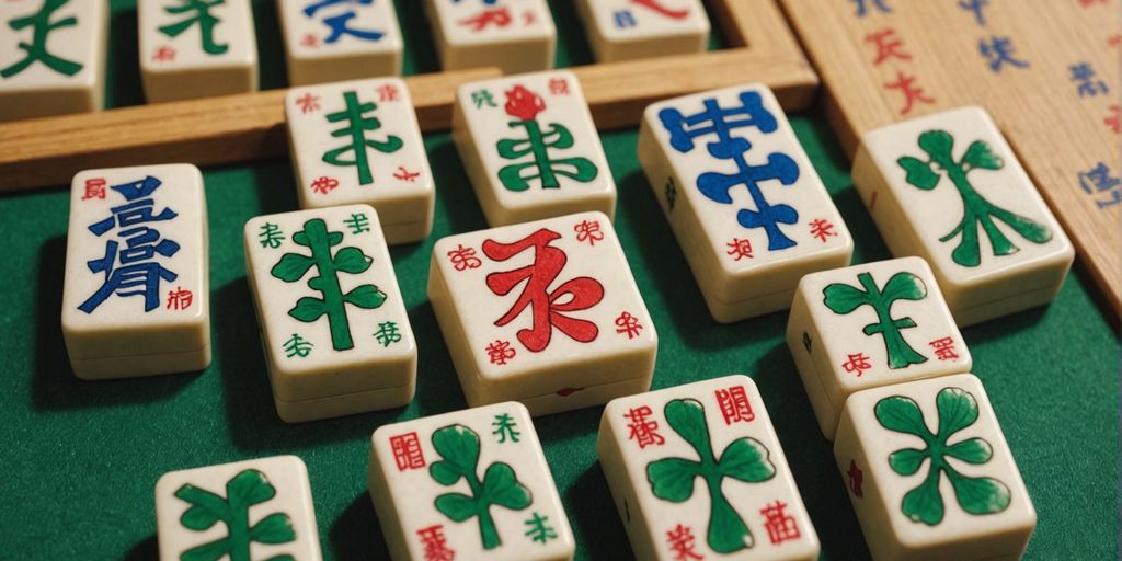 Mahjong tiles showing Bamboo, Characters, and Dots suits.