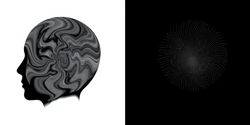 Two distinct brain outlines with connecting lines.