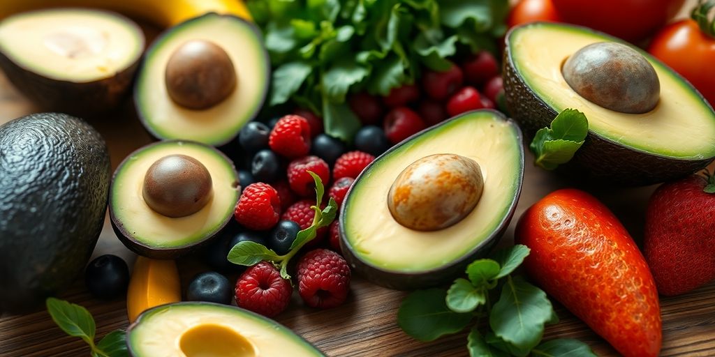 Fresh fruits and vegetables for clearer skin.