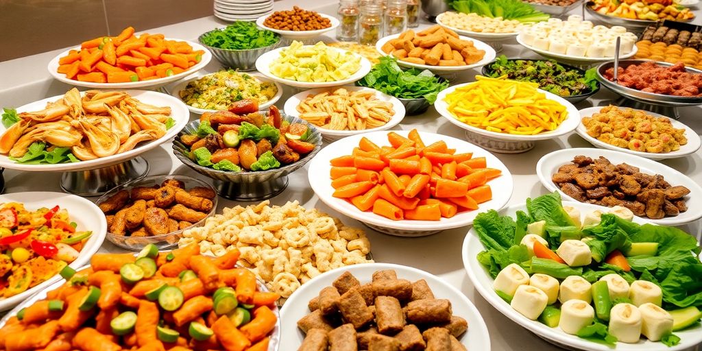 อาหารบุฟเฟ่ต์หลากหลายและน่ารับประทาน