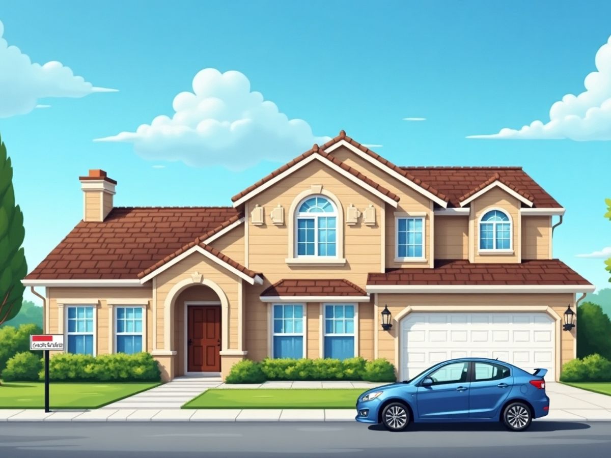 imagine cu proprietate si masina in cartier suburban