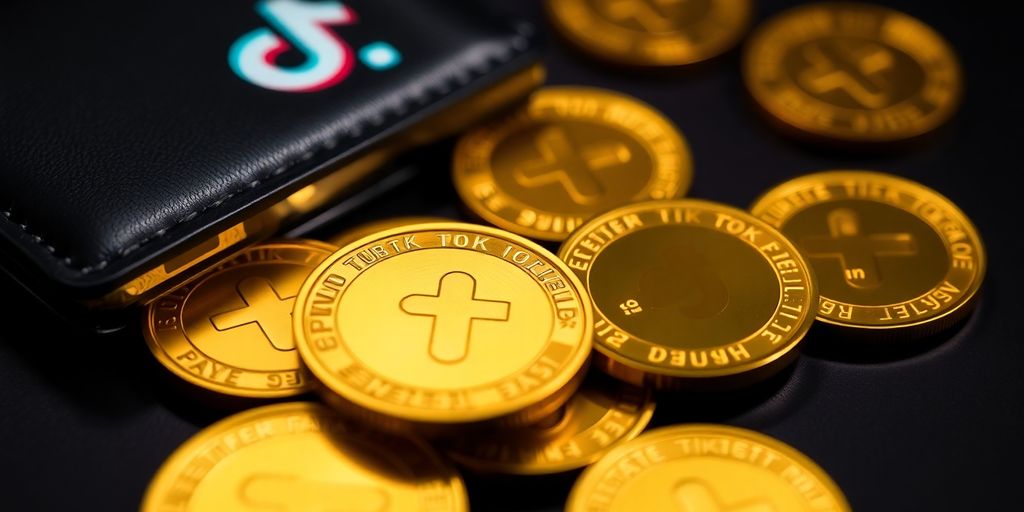 TikTok coins in a digital wallet.