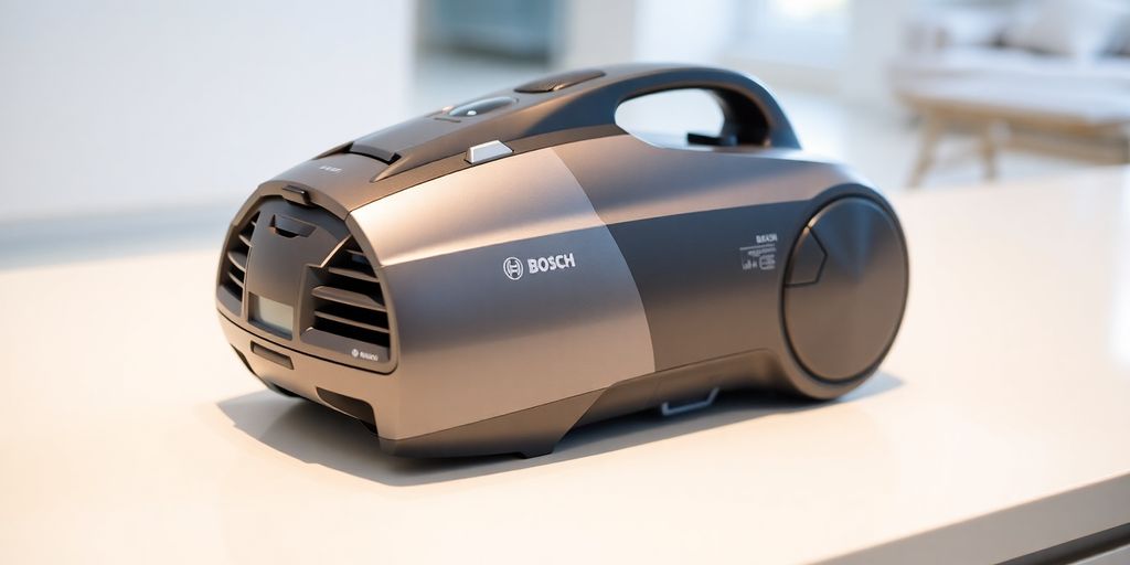 Bosch Serie 6 BGC41XSIL Staubsauger auf einem Tisch.