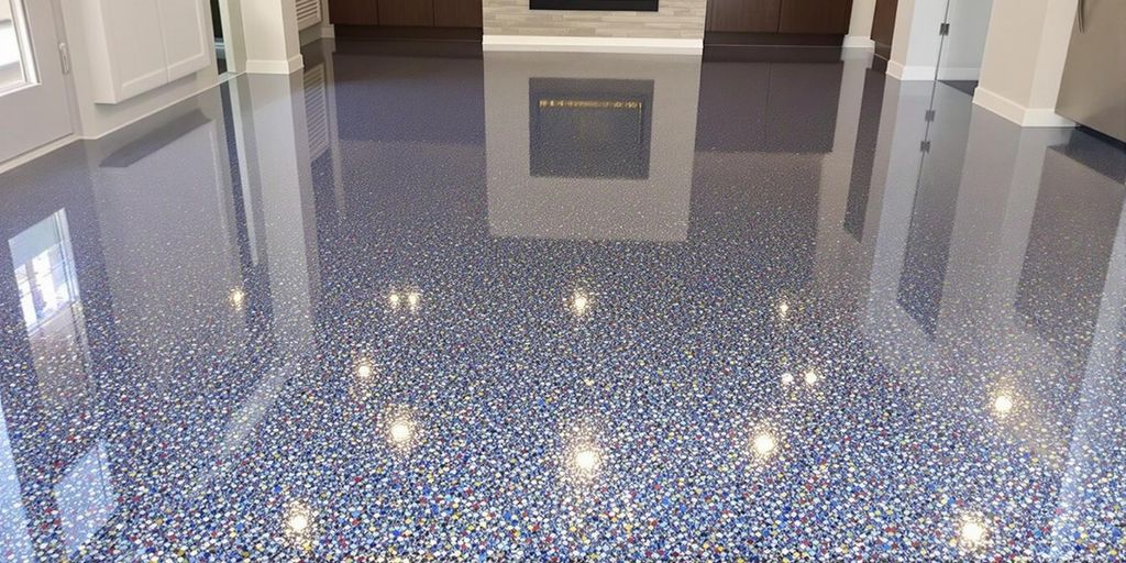 Glossy epoxy floor in a stylish home interior.