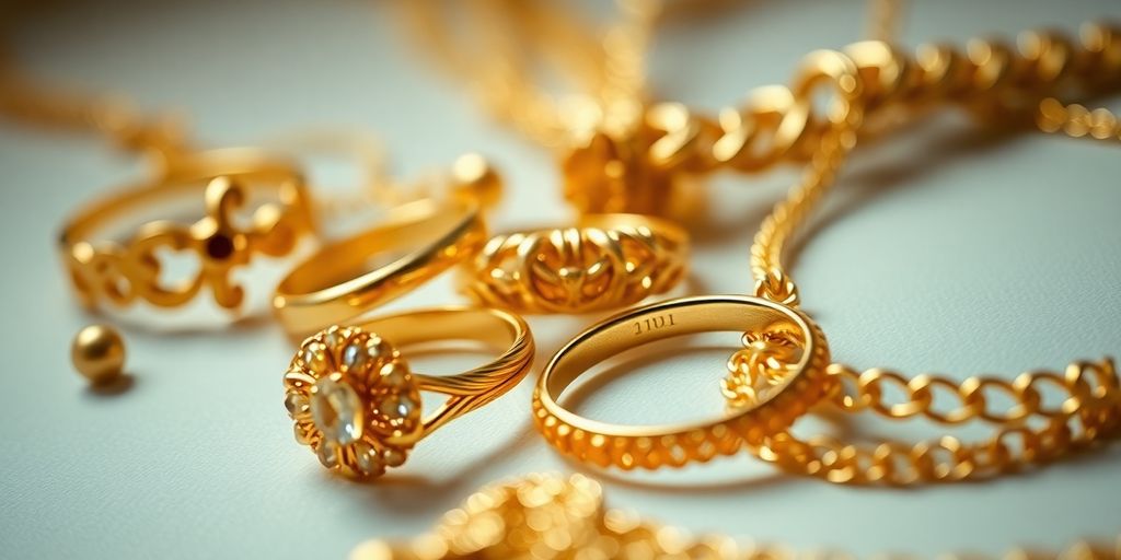 Bijoux en or raffinés avec des designs complexes.