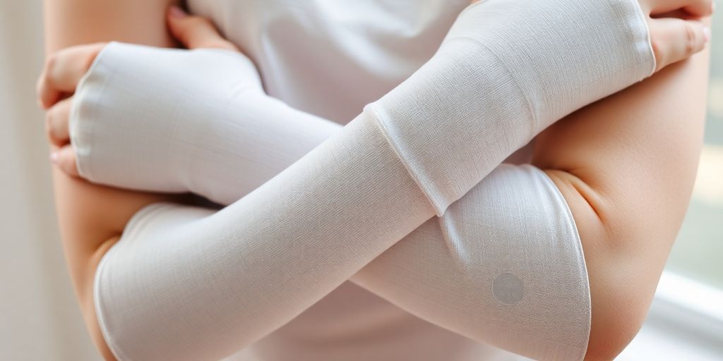 Arms with compression wraps.