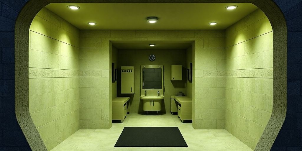 Modern protected space with reinforced walls and interior design