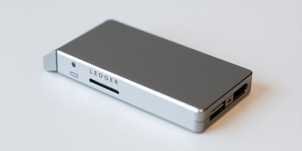 Close-up of Ledger Nano S Plus hardware wallet.