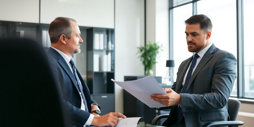 Lawyer and client discussing a trucking accident case.