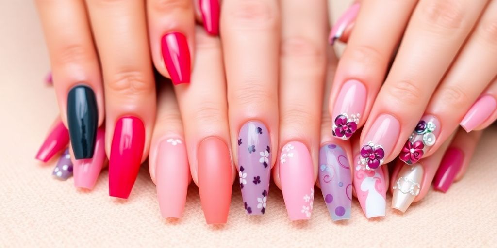 Colorful gel nails in trendy designs for 2025.