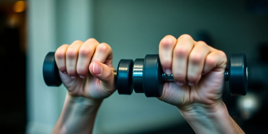 Person performing dumbbell wrist curls.
