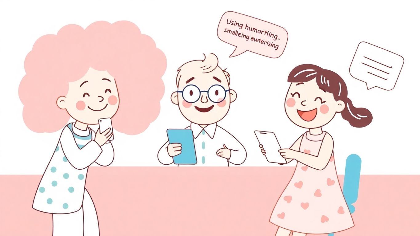 Illustrasjon av humor i annonser for små bedrifter.