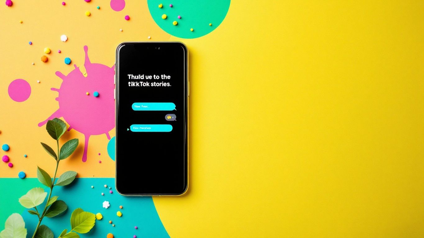 Smartphone with colorful fake text messages for TikTok.