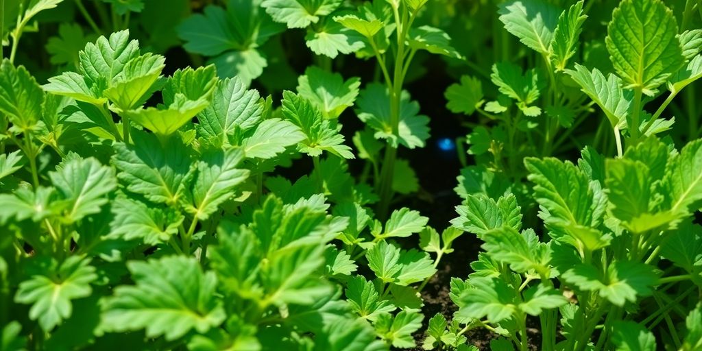 Grădină inteligentă cu legume proaspete și senzori.