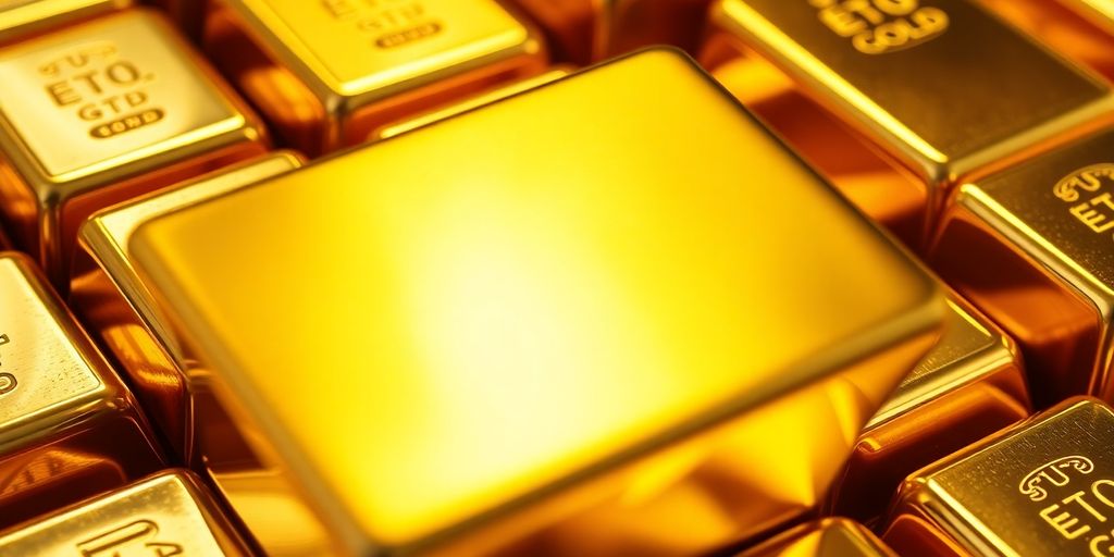 Lingots d'or brillant sous la lumière.