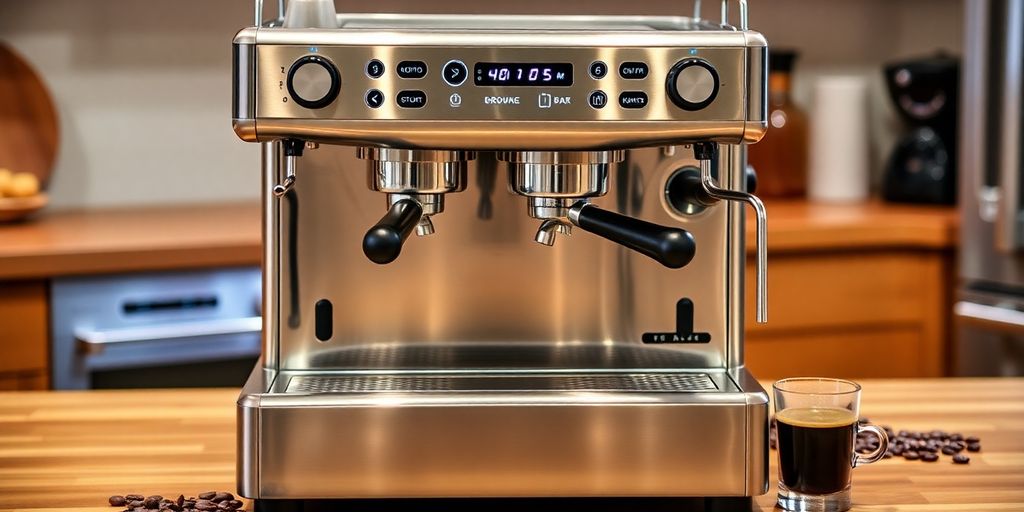 Briel ES 74 espresso machine on a kitchen countertop.