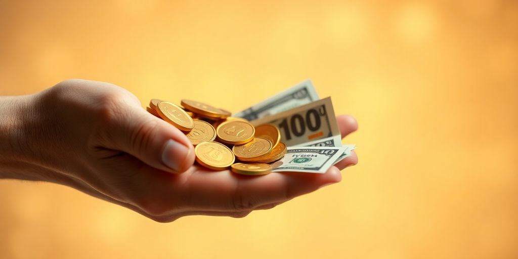 เหรียญทอง ธนบัตรในมือ พร้อมเล่นฟรี ไม่ต้องฝาก