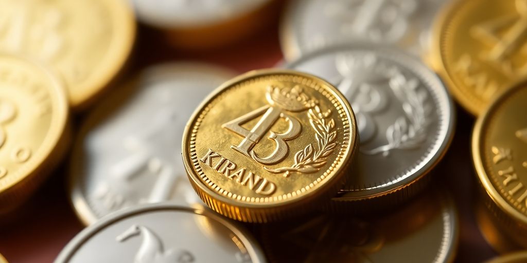 Un Krugerrand doré reposant sur un fond sombre.