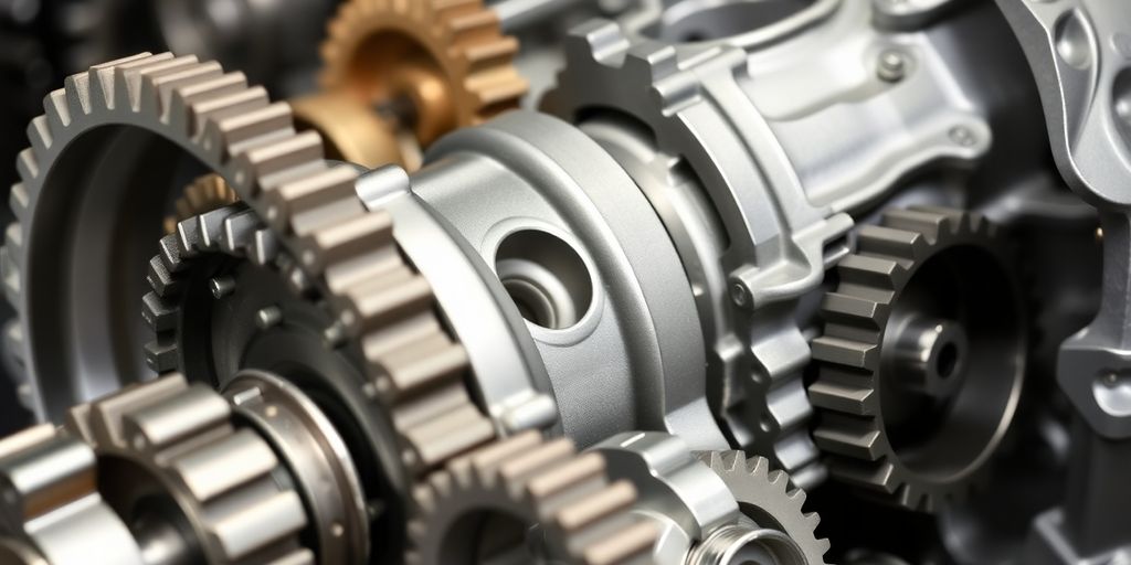 Chrysler transmission parts arranged neatly.