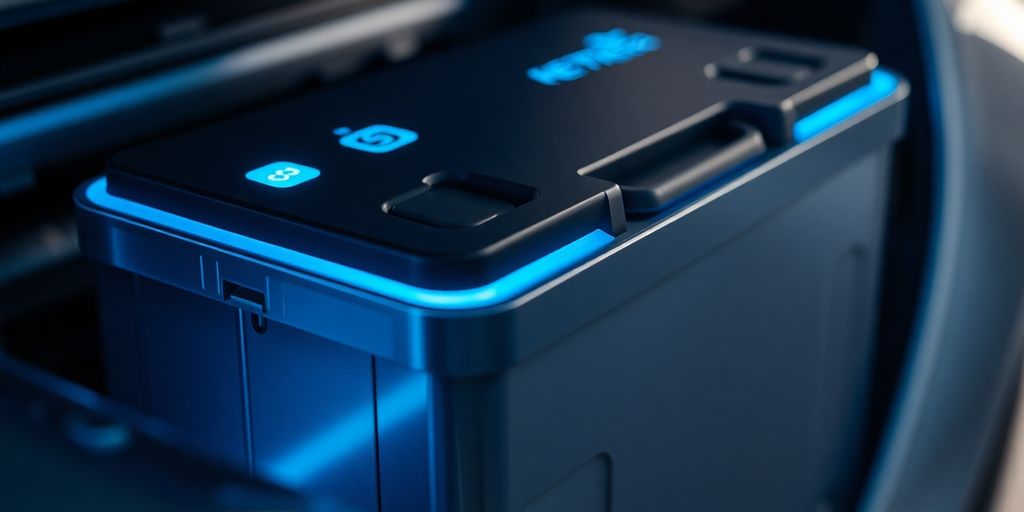 Electric car battery pack with glowing energy.