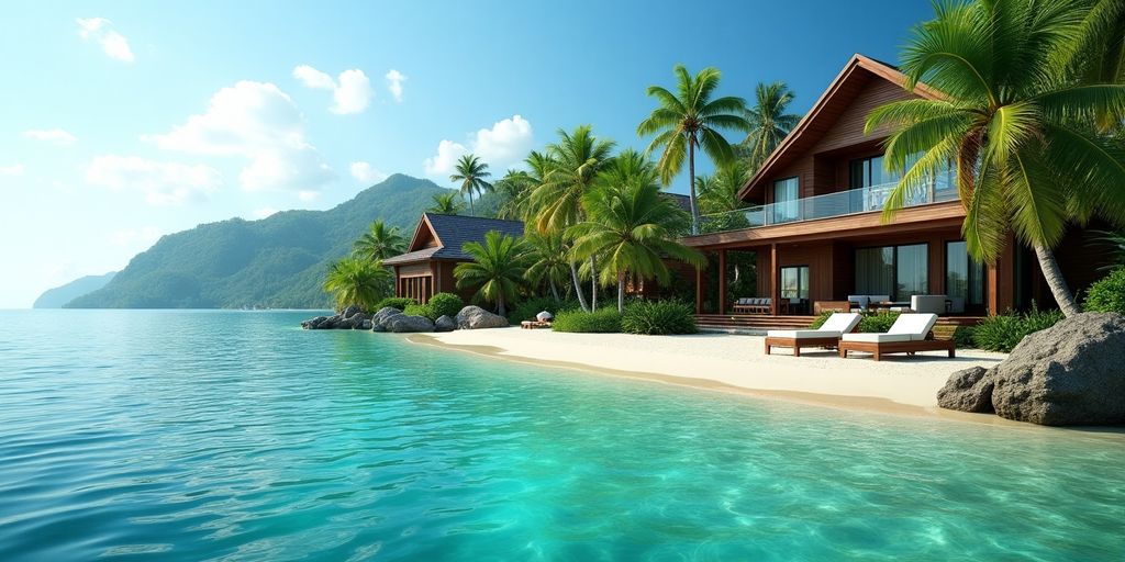 Luxurious beachfront properties in Samui with tropical surroundings.