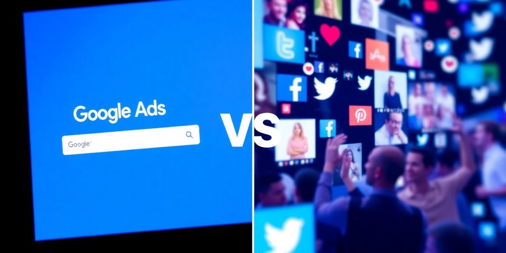 Comparison of Google Ads and social media advertising.