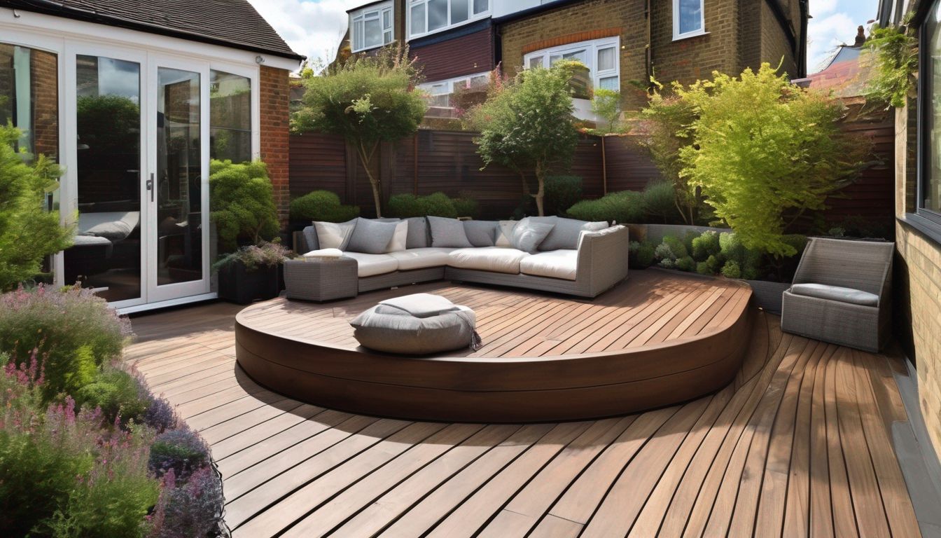 curved decking small London garden