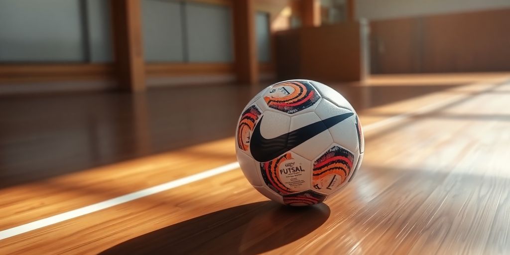 Nike Futsal ball in action on court.