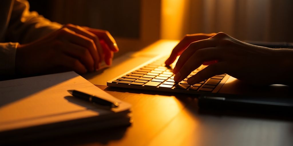 A writer diligently working at a desk.