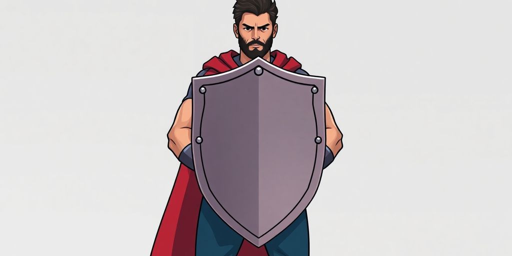 Strong person with a shield.