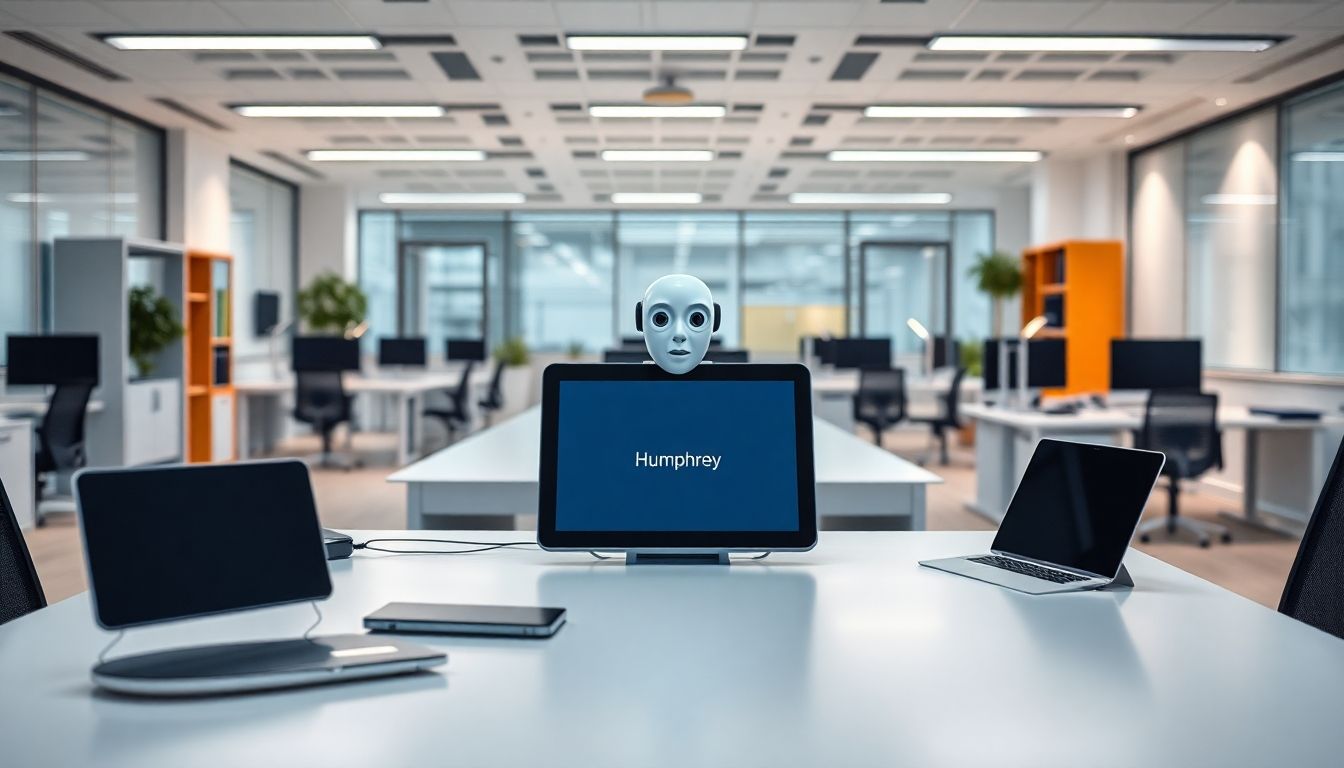 AI tool 'Humphrey' in a modern office environment.