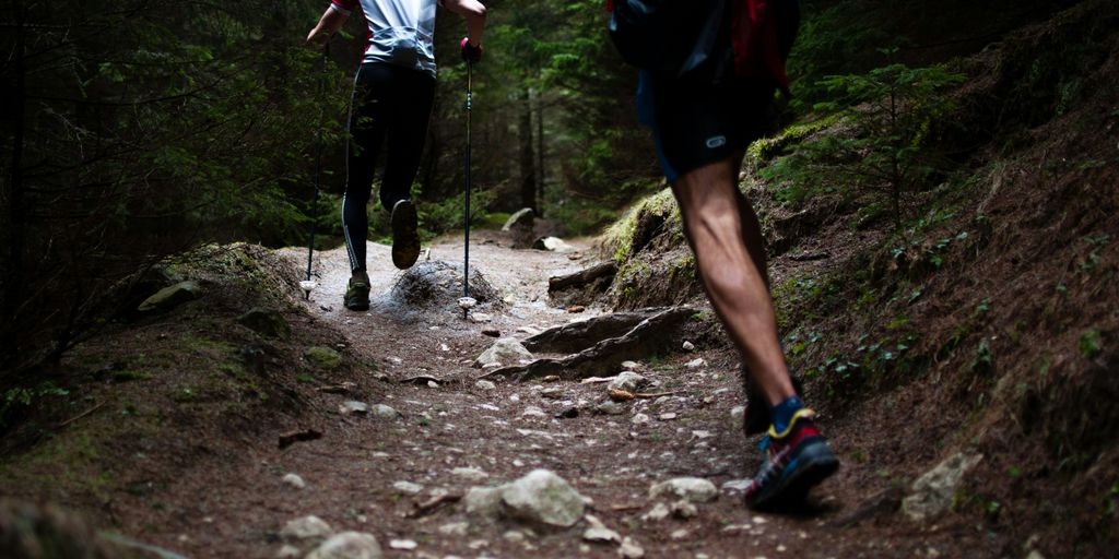 two people running
