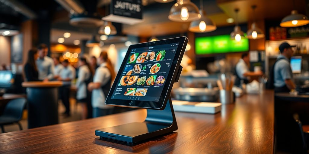 Moderne kassasysteem op horeca toonbank