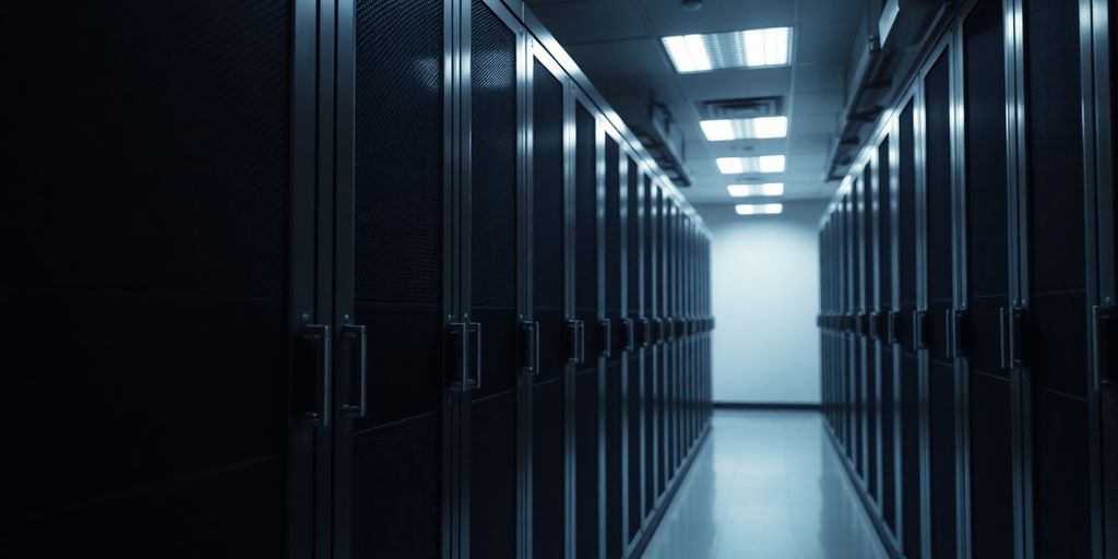 Secure server room with advanced security systems and locks.