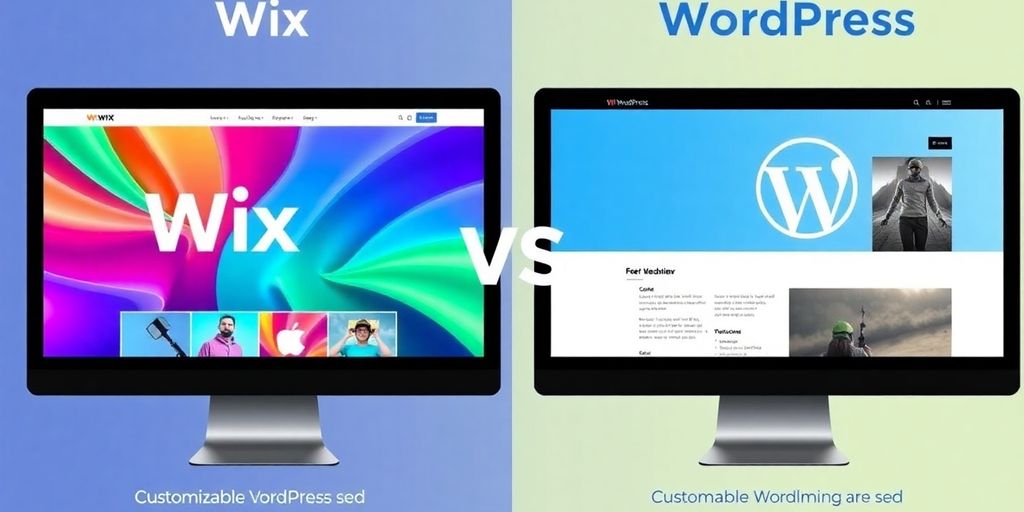 Comparaison visuelle de Wix et WordPress.