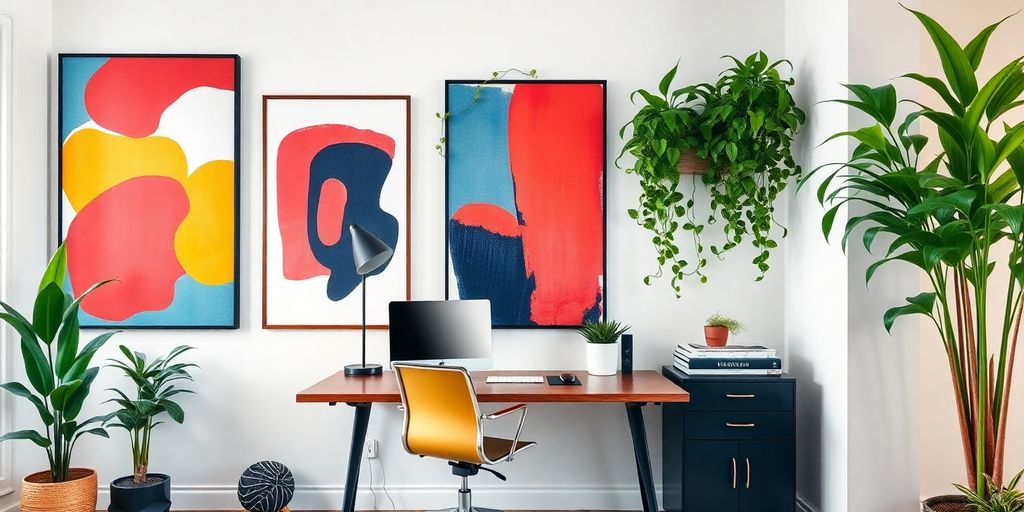 Stylish home office wall art.