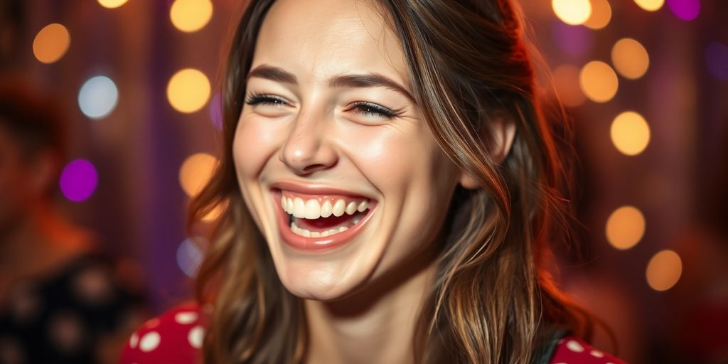 Freudige junge Frau feiert 18. Geburtstag