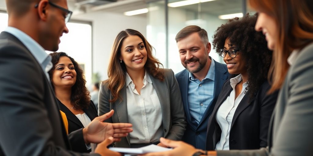 Dirigeants discutant dans un cadre de développement du leadership.