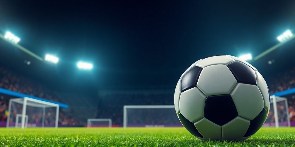 Soccer ball on green field.