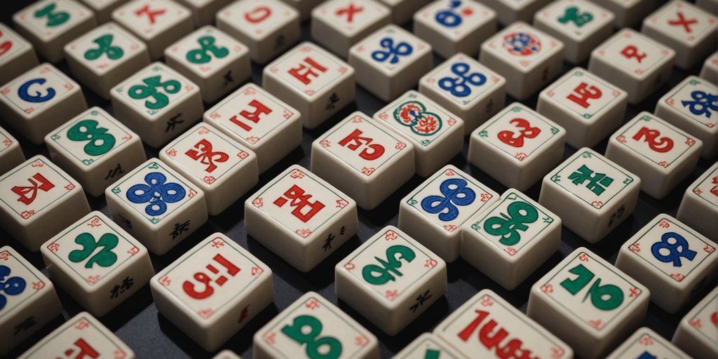 Numbered Mahjong tiles in strategic pattern
