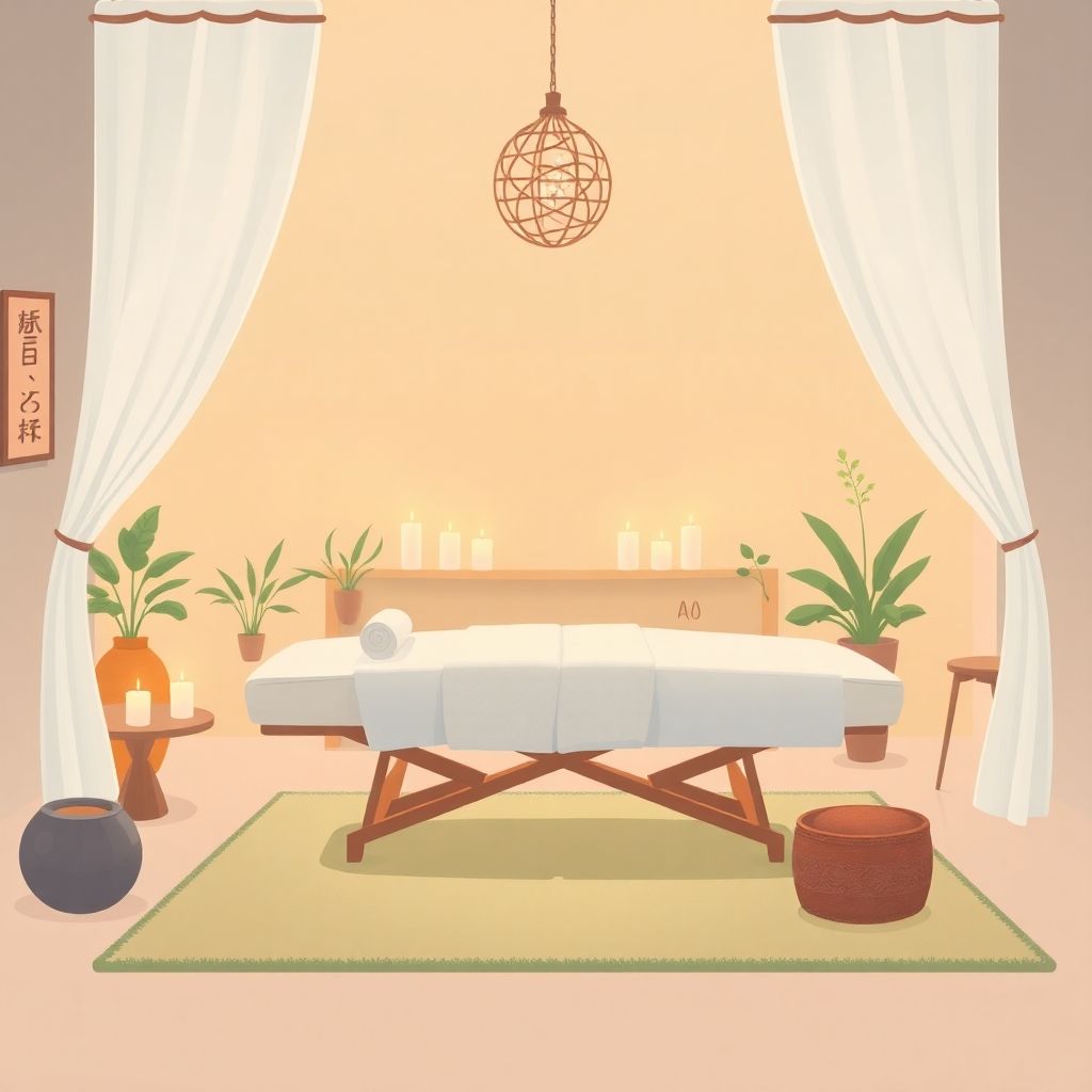 Masaj sahnesi; rahatlama ve huzur veren bir ortam.