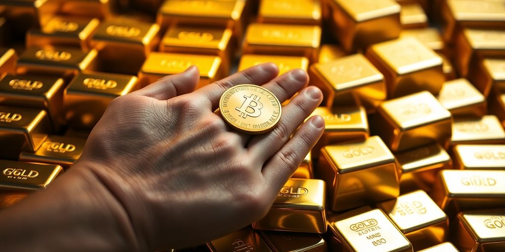 Shiny gold bars and elderly hands.