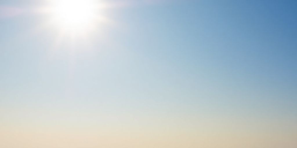 Soleil éclatant et thermomètre affichant des températures élevées.